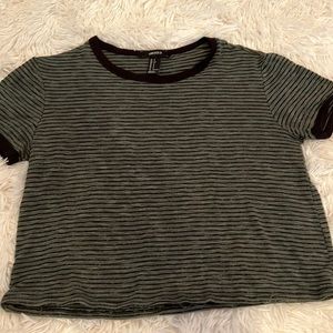 Green & Black Short Sleeved Crop Top